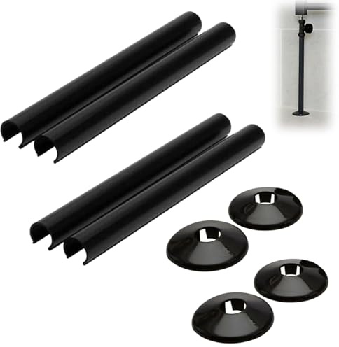 Heizungsrohr Abdeckung, 8 Stück Heizungsrohr Verkleidung, Rohrverkleidung für Rohrdurchmesser 15mm, Rohrmanschetten Schmücken für Wasserleitungen, Heizungsrohre, Gasleitungen (Schwarz)