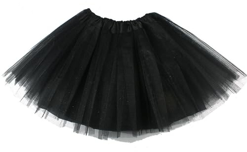 Tutus for Women and Big Girls, Black Tulle Skirts 80S Princess Dance Tutu for St.Patrick's Day/Halloween Party Favors (Black)