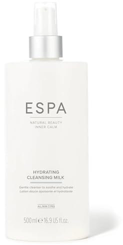 ESPA | Hydrating Cleansing Milk Supersize | 500ml | Removes Make-up & Impurities | Comforts & Hydrates | Sweet Almond, Marshmallow & Chamomile | For All Skin Types