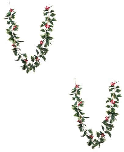 Warmhm 2 Stück Realistische Simulation Rattan Rote Beeren Weihnachten Hängenden Rohr Fenster Für Weihnachtsdekorationen