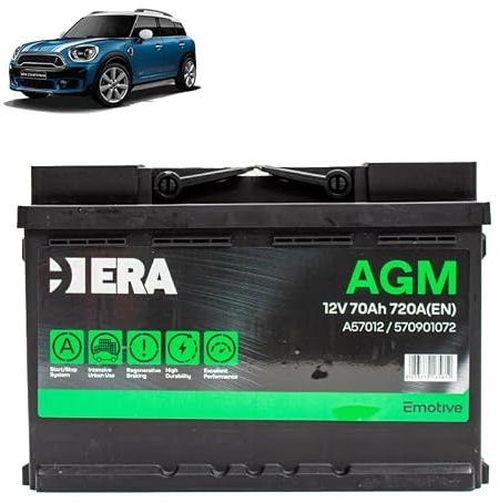 Batteria 70Ah A.G.M. per Mini Countryman F60 One Cooper CooperS benzina 2016+