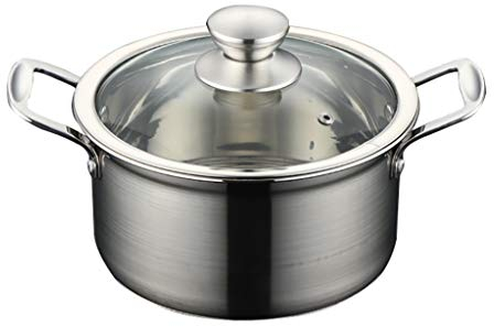 Ollas, Olla de Acero Inoxidable con Tapa, Olla de Sopa de Acero Inoxidable con Tapa, Olla con Asas Dobles Resistentes al Calor/18 * 10 cm