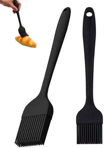 BPTRKOM 2 cepillos Silicona para Hornear- Cepillo Silicona para Cocina, Cepillo para Parrilla,Apto para lavavajillas,Ideal para Hornear para distribuir Aceite, Salsa, Parrilla (Negro)