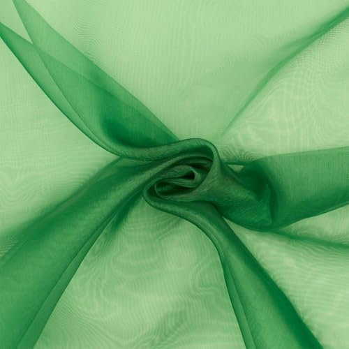 Organza Stoff, Dekostoff zum Nähen, Meterware, uni grün (Länge am Stück: ab 100cm / Breite: 145cm)