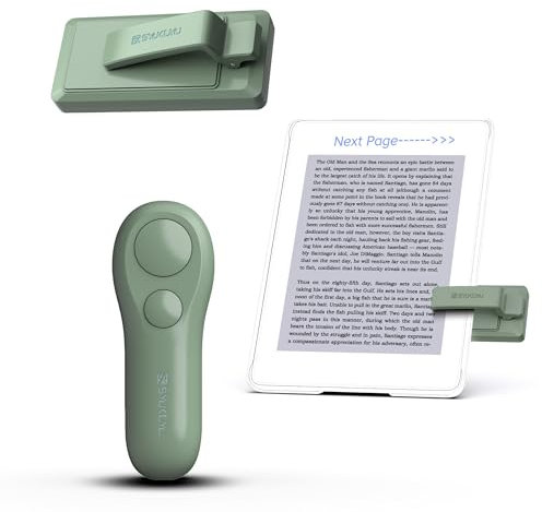 SK SYUKUYU RF Télécommande Liseuse Kobo, Kindle, Tourne Page Liseuse for iPad iPhone Android Tablets, Tourneur Page Liseuse pour Lire des Romans et Prendre des Photos(Vert)