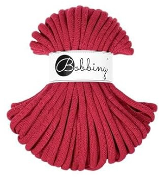 Flechtkordel Jumbo - 9mm - Baumwollkordel Baumwollgarn Garn Kordel Makramee Schnur Kordelband Natur Baumwolle DIY-Basteln 30m - Classic Red