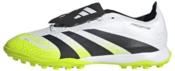 adidas Unisex Predator League Fold-Over Tongue Turf Football Boots, Cloud White/Core Black/Lucid Lemon, 43 1/3 EU
