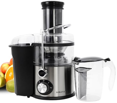 SOKANY Centrifugeuse Extracteur de Jus 1200W Centrifugeuse Fruits et Legumes, Acier Inoxydable, 2 Vitesses, 85 mm Large Bouche, Juicer rapide avec rendement de jus optimisé (SK-190)