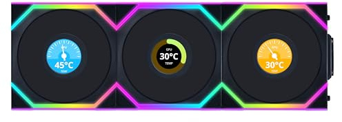 Lian Li UNI FAN SL Wireless LCD Lüfter, ARGB, PWM, 3er-Pack inkl. Controller - 120 mm, schwarz