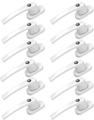 BASI | 12er Set Fenstergriff abschließbar | Gleichschließend | Farbe Weiß | Aluminium | Kindersicherung | Stiftlänge 35 mm | Griff für Fenster Terassentür | 12 Stück | 24 Schlüssel