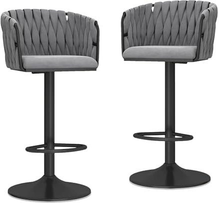 Moderne Samt-Drehhocker mit Thekenhöhe, 2 Stück, verstellbare Kücheninselstühle mit goldfarbenen Metallbeinen, gepolsterter Barhocker mit Rückenlehne, stilvolle Esszimmer-Sitzgelegenheit