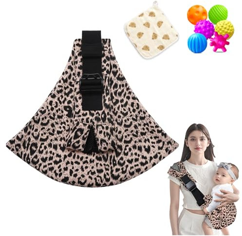 babytrage, verstellbare Tragetasche, einfache Kleinkindtrage, bequeme Babytrage, Wickeltuch für Neugeborene bis 3-36 Monate (Leopard Rosa)