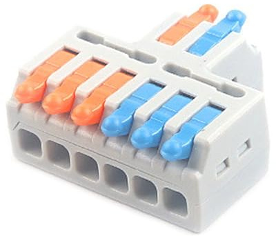 JOYELEC 9 Pezzi Compact Connettore,D2-6 Morsettiere Connettori Elettrici con Polo, Terminali a Collegamento Rapido 2 entrate/6 uscite,cavi 0.08-2.5(4.0) mm²,250V,32A,allungare cavi e fai da te