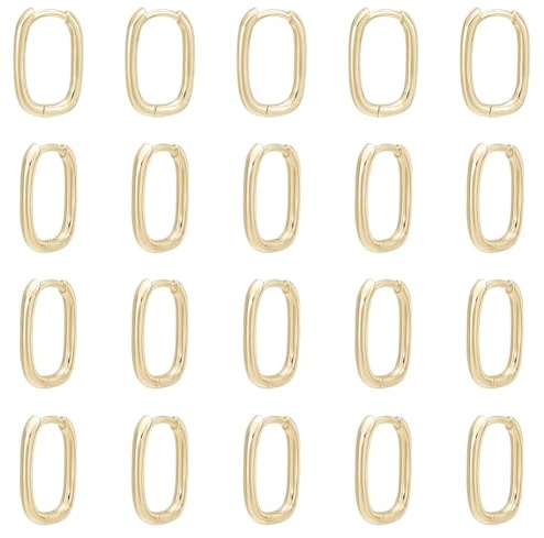 UNICRAFTALE 10 paire Boucles D'Oreilles Créoles Plaquées Or 18 carats pour Femmes Boucle d'oreille Huggie Hoop Ovales Sans Fin Créoles Carrées Tendance Créole Rectangulaire Minimaliste Géométriques