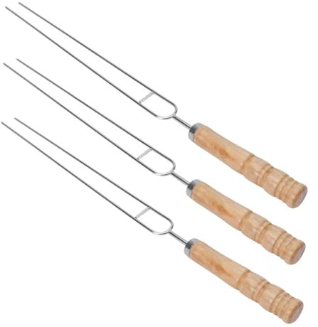 Mipcase 3stücke Grillspieße Aus Bratstäbe Mit Doppelzinken Gabelhalter Für Grillen Camping Picknick Spülmaschinenfest Grifffarbe Zufällig