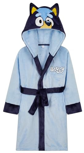 BlueY Mädchen Fleece Bademantel mit Kapuze und Bindegürtel, gemütlicher Morgenmantel - Geschenke für Mädchen