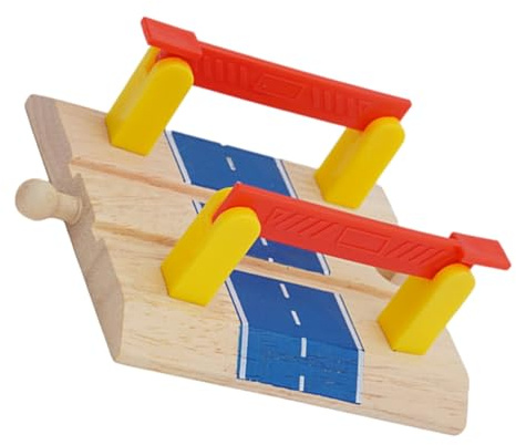 LIOOBO Wooden Train Track Accessories Railway Road Block Barrier Model Toy for Boys and Girls Diy Railway Station Plaything Double Rod Crossing for Train Track Games