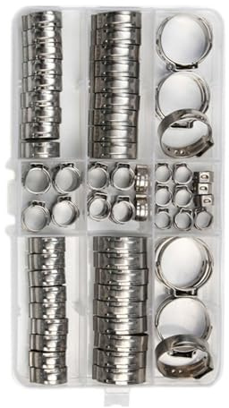 80Pcs Crimp Hose Clamps Stainless Steel Single Ear Hose Clamp Stepless Hose Clamps Cinches Rings Easily to Install