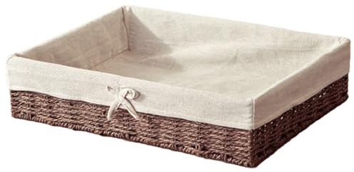 Corbeille de rangement rectangulaire en osier pour fruits et pain - Style vintage - Imitation rotin tressé
