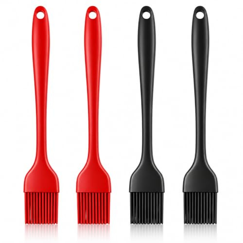 4PCS Silicone Basting Brush Pastry Brush, High Heat Resistant Nonstick Brushes for Kitchen Baking with Strong Steel Core One Piece Design BPA Free Dishwasher Safe Basting Brush for Grilling