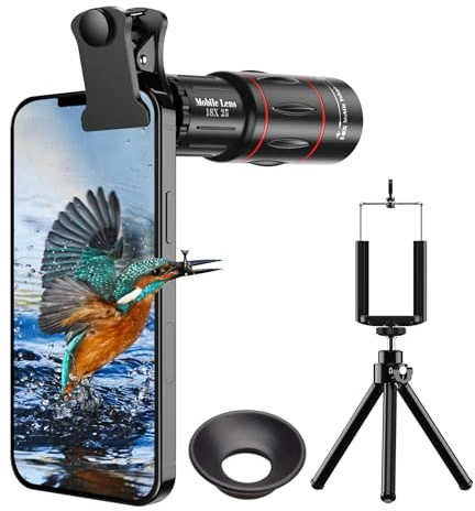 18X Telephoto Lens, Evil eye Hight Power Telephoto Phone Lens with Tripod, Mobile Cell Lens Attachment for Android & iPhone, Samsung and Most Smartphone