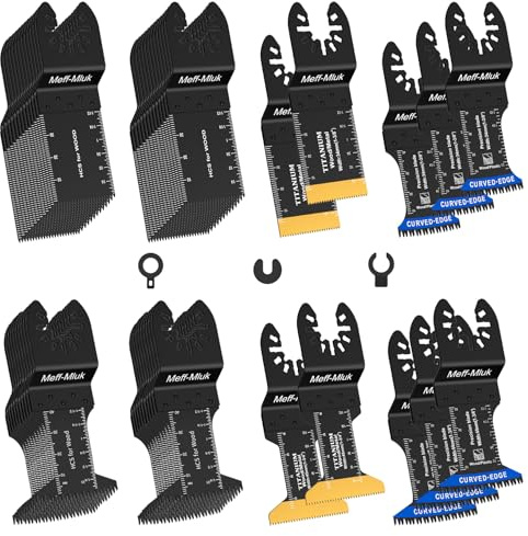 Meff-Mluk 55PCS Titanium Multi Tool Blades for Wood Plastics Metal Cutting | Universal Oscillating Multitool Blades, Quick Release Oscillating Saw Blades Compatible with DeWalt Dremel Ryobi and More