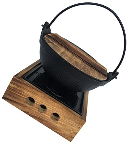 BATHVEVE Pentola Giapponese in Ghisa Pentola Per Shabu Shabu Casseruola Da Cucina Con Supporto Materiale in Ferro Di Qualità Distribuzione Uniforme Del Calore Riscaldamento Rapido e Pratico