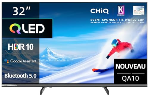CHiQ 32QA10 32 Pollici QLED Full HD Smart TV HDR10, Dolby Audio, HEVC Main 10, Chromecast Integrato Triplo Tuner (DVB-C/T/T2/S/S2), Nuovo Modello