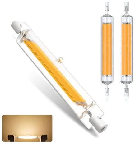 R7S LED Bulb, 118MM 30W COB Non-Dimmable LED Light Bulb Linear Light Bulb, Halogen Bulb Replacement Energy Saving for Ceiling Floodlight Lamp Wall Lamp,Warm White 2Pcs,118mm 20W