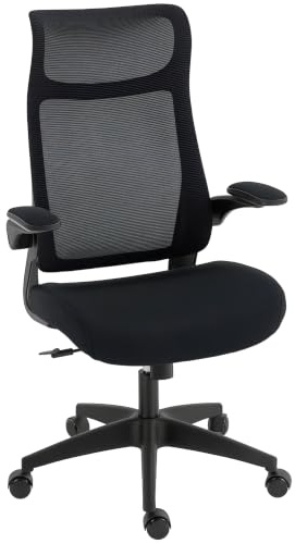 HOMCOM Silla de Oficina Ergonómica Giratoria con Soporte Lumbar Negro | Reposabrazos 3D Abatibles, Silla de Escritorio de Malla Transpirable, Reposacabezas Integrado, Basculante, Altura Ajustable