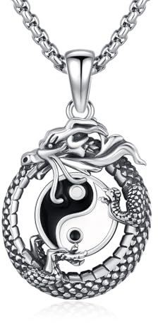 JFASHOP drakkedja 925 sterlingsilver retro vintage 3D drake halsband smycken för flickor män