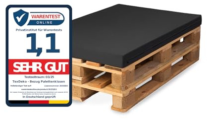 TexDeko® BEZUG (ohne Füllung) für Palettenkissen 120x80x12 cm Anthrazit | wasserabweisend, In- & Outdoor, waschbarer Austauschbezug für Palettenkissen, optimale Passform, strapazierfähig