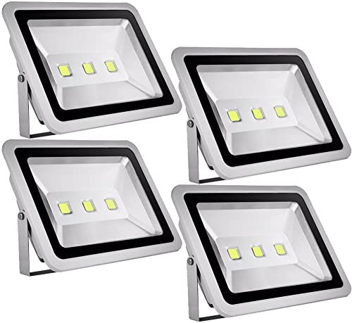 4pcs 150W LED Foco Proyector para Exteriores,ALPHA DIMA Blanco Frio Resistente Al agua IP65,120 Grados Luz Amplia,Luz de Seguridad Floodlight