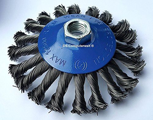 2 spazzole coniche Ø 115 mm – spazzola abrasiva trecciata – M14 metallica