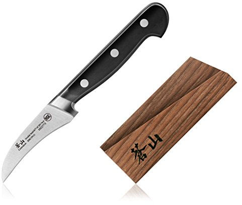 Cangshan TV2 Series 1022780 Suédois Sandvik 14C28N Ensemble couteau à éplucher et fourreau en bois 6,9 cm