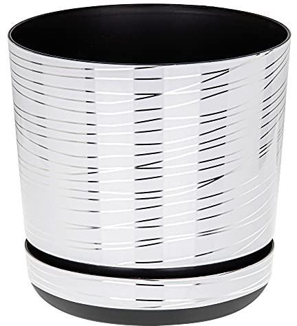 KORAD Modern Indoor Plant Pot – Round Plastic Planter with Drainage Holes & Saucer – Decorative Flower Pot for Home, Office, Balcony Stylish Indoor Planters-(26 cm - 10.2 inch)