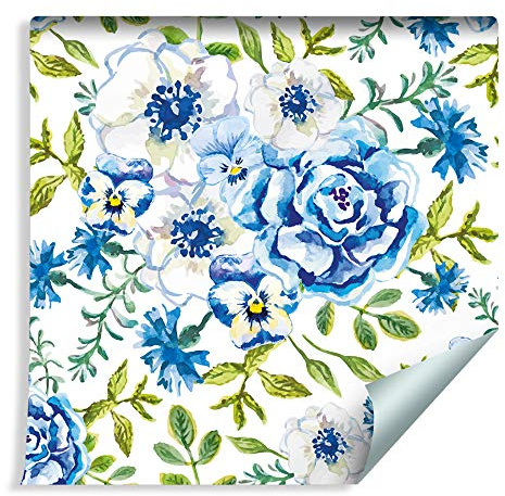 Muralo 279535466 Wallpaper Wall Mural Roses, Rooisfoot, Cornflowers and Pansy Non-Woven Decorative Elegant Environment