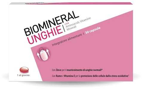 Biomineral Unghie, 30 Compresse, Integratore per Unghie più Sane e Forti con Aminoacidi, Vitamina E, Rame e Zinco