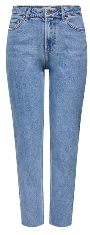 ONLY Onlemily Hw St Raw Crop Ank Mae06 Noos, Jeans Donna, Denim Blu Chiaro, 25W / 30L