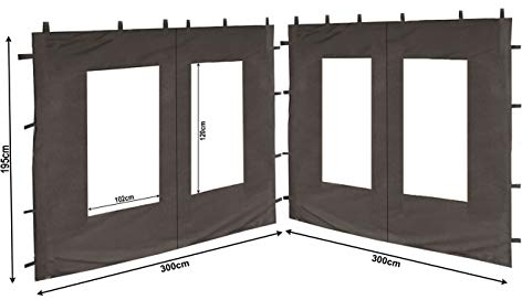 QUICK STAR 2 Pannelli Laterali in PE con Finestra 300x195cm per Padiglione 3x3m Parete Laterale Antracite RAL 7012