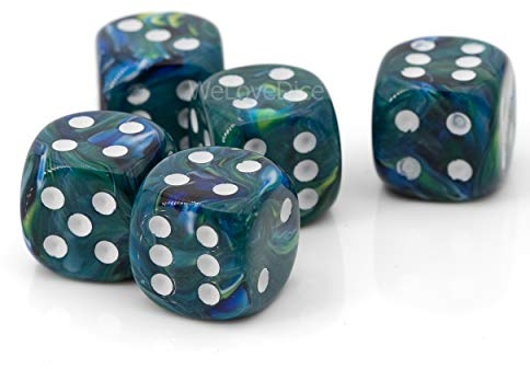 W6 Würfel Ozean grün/weiß - Made in Germany! - 5Stk