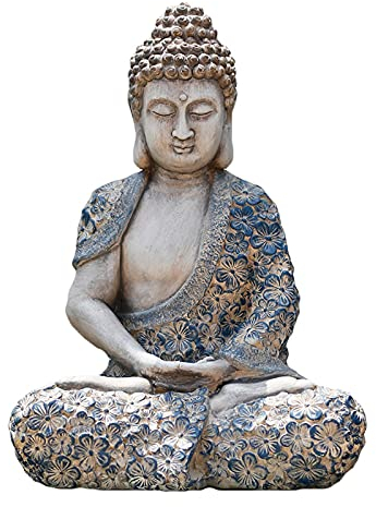 SCDXJ Bouddha Figurine JardinMéditation Figurine d'ornement, Statue de Bouddha de Jardin Zen Sculpture décor extérieur Jardin,43 * 31 * 20cm