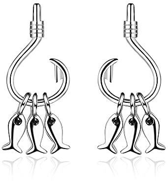Diiya Ohrstecker 925 Sterling Silber Ins Süße Fisch Quaste Fisch Und Angelhaken Ohrringe Ohrringe Für Frauen Mädchen Geschenk Silber