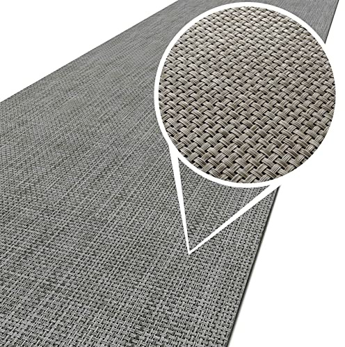 ANRO Läufer In-/Outdoor Teppich wasserfest Balkon Teppich auch für Balkon und Terasse Flur Bodenmatte wetterfest Grau Abwaschbar 200 x 50cm