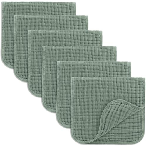 Bekväma ungar muslin rapdukar 50 x 25 cm, paket med 6 – stora 6-lagers ultraabsorberande 100% bomull för spädbarn, dregel och röror, säker och skonsam babyrapdukset för pojkar och flickor – ormbunke