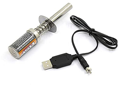Dasing Aluminum Alloy Glow Plug Igniter RC Nitro 1.2 V 1800Mah Rechargeable Glow Plug Igniter DC USB Charger for Gas Nitro Engine Tools Support for RC 1:10 Nitro 4WD Car