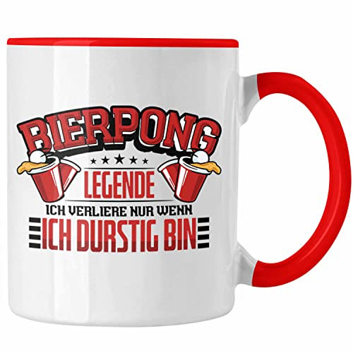 Trendation - Bierpong Tasse Geschenk Beerpong Spruch Geschenkidee Becher (Rot)