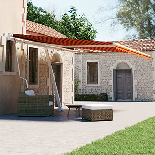 FIRBNUS Toldo de pie Automático Toldo Balcon Toldo Motorizado Toldo Automático Toldos Exterior Terraza Retractil Toldo Completo Exterior Toldo Extensible Naranja y Marrón 450x300 cm