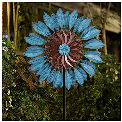 JUNZAI Windrad Garten Metall Groß, 213cm Groß Metall Windspiel, Edelstahl Kugellager Windrad Garten Metall Gross XXL, Wetterfestes Gartendeko