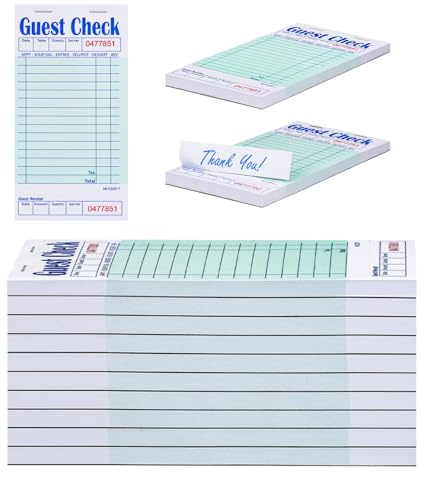 Methdic Bloc de notas de servidor de cheques de invitados, 500 pedidos, bloc de notas de camarera para restaurantes (10 libros)